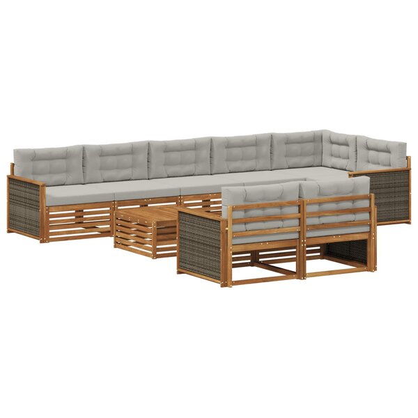 vidaXL Ensemble de canapés d'extérieur avec coussin 9 Pièces
