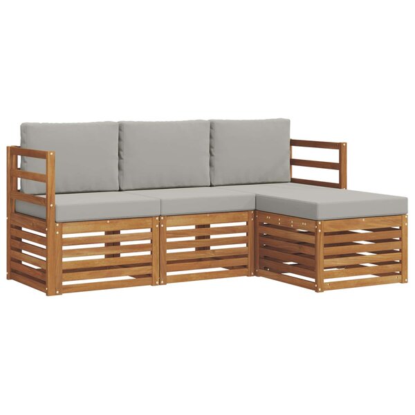vidaXL Ensemble de canapés d'extérieur 4 pc Gris Naturel et Clair