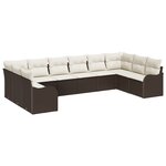 Ensemble de canapés de jardin de 10 pièces vidaXL avec coussins en poly rattan marron