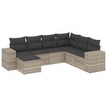 vidaXL Salon de jardin avec coussins 7 Pièces gris clair résine tressée