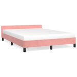 vidaXL Cadre de lit et tête de lit sans matelas rose 140x200cm velours