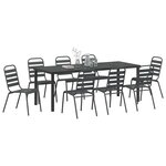 vidaXL Ensemble de salle à manger pour jardin 9 Pièces Gris foncé Acier
