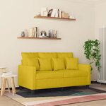 vidaXL Canapé à 2 places Jaune 120 cm Velours