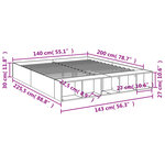 vidaXL Cadre de lit sonoma gris 140x200 cm bois d'ingénierie
