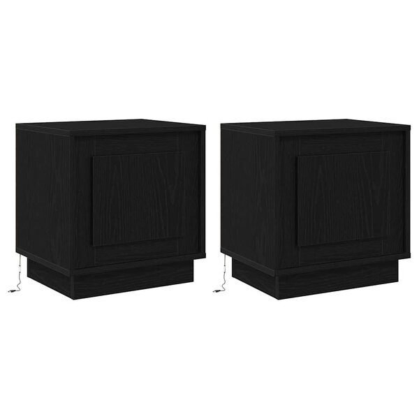 vidaXL Cabinet de chevet 2 Pièces Noir 44 x 34 5 x 45 cm
