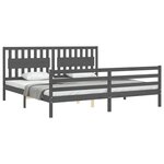 vidaXL Cadre de lit avec tête de lit gris 200x200 cm bois massif