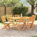 Chaises de jardin pliantes vidaXL avec coussin blanc 6 pièces en bois d'acacia massif