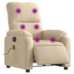 vidaXL Fauteuil inclinable de massage électrique crème