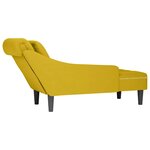 vidaXL Fauteuil long avec coussin et accoudoir droit jaune velours