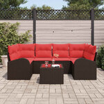 vidaXL Ensemble de canapé de jardin 7 Pièces Beige et Rouge polyrotin