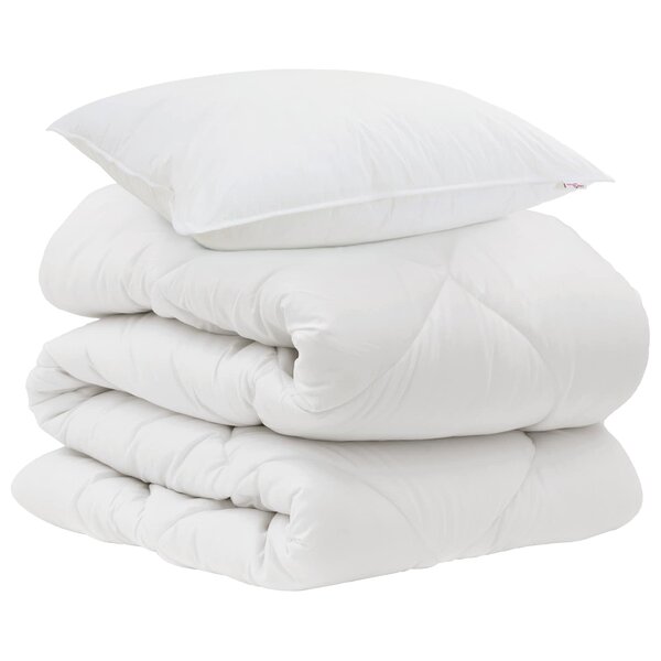vidaXL Couette avec oreiller 2 Pièces Blanc Microfibre