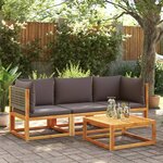 vidaXL Salon de jardin avec coussins 3 Pièces bois massif d'acacia