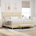 vidaXL Lit à ressorts avec matelas Crème 200 x 200 cm tissu