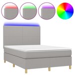 vidaXL Sommier à lattes de lit et matelas et LED Gris clair 140x190 cm
