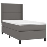 vidaXL Sommier à lattes de lit matelas LED Gris 90x200 cm Similicuir