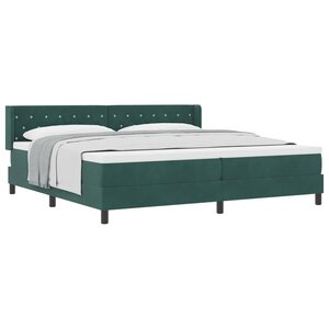 vidaXL Lit à ressorts avec matelas Vert foncé 200 x 200 cm Polyester