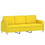 vidaXL Ensemble de canapés 3 Pièces avec coussins Jaune clair Tissu