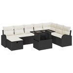 vidaXL Ensemble de Canapé de Jardin 9 Pièces avec Coussins Noir Rattan