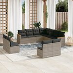 vidaXL Salon de jardin 11 Pièces avec coussins gris résine tressée