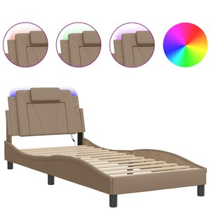 vidaXL Cadre de lit Viana avec LED sans matelas cappuccino 90x200 cm