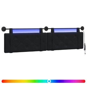 vidaXL Tête de lit suspendue Avec lumière LED Noir Velours
