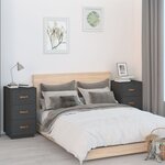  vidaXL Tables de chevet 2 Pièces Gris 40x40x75 cm Bois de pin massif
