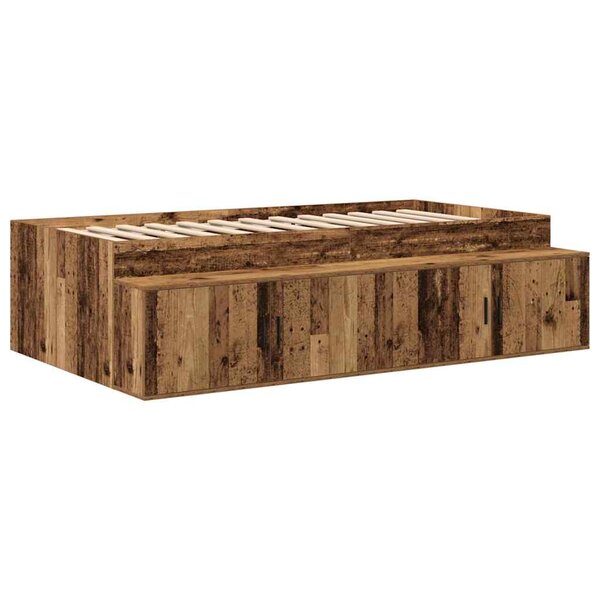 vidaXL Cadre de lit avec rangement Bois ancien 90 x 190 cm