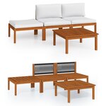 vidaXL Salon de jardin 4 pièces avec coussins Crème 63 x 63 cm