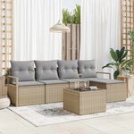 vidaXL Ensemble de canapé de jardin 6 Pièces Beige Poly rotin