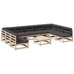 vidaXL Salon de jardin 10 Pièces avec coussins bois de pin massif