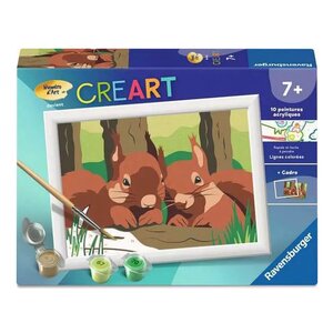 Peinture par numero enfant des 7 ans - CreArt Kids - 13x18cm - Ecureuils en forêt