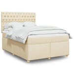 vidaXL Sommier à lattes de lit avec matelas Crème 160x200 cm Tissu