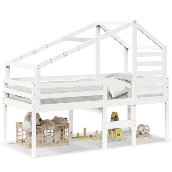 vidaXL Lit haut avec toit blanc 90x190 cm bois de pin massif