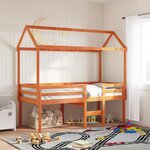 vidaXL Lit haut sans matelas cire marron 80x200 cm bois de pin massif