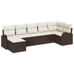vidaXL Ensemble de canapé de jardin 7 pièces avec coussins Marron en poly rattan
