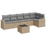 vidaXL Salon de jardin avec coussins 7 Pièces beige résine tressée