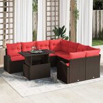 vidaXL Ensemble de canapé de jardin 9 Pièces Marron polyrotin