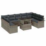 vidaXL Ensemble de canapé de jardin 10 Pièces Gris Poly rotin