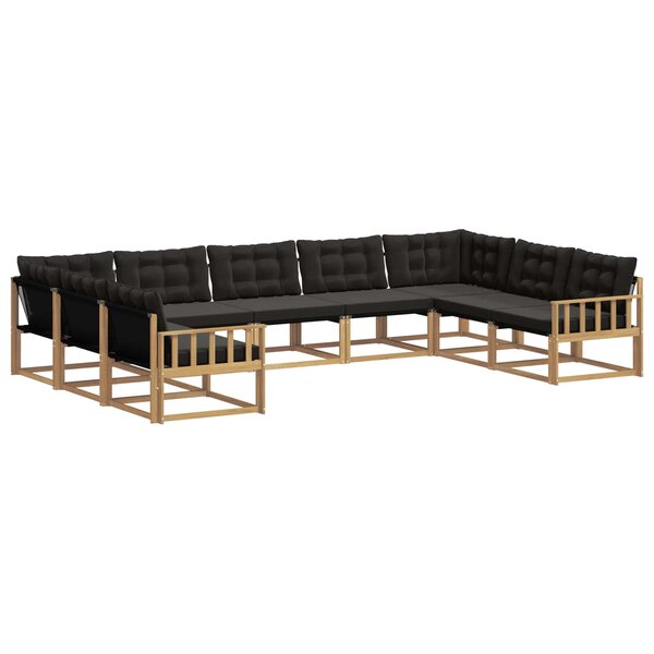 vidaXL Ensemble de canapés d'extérieur 9 Pièces Blanc et noir