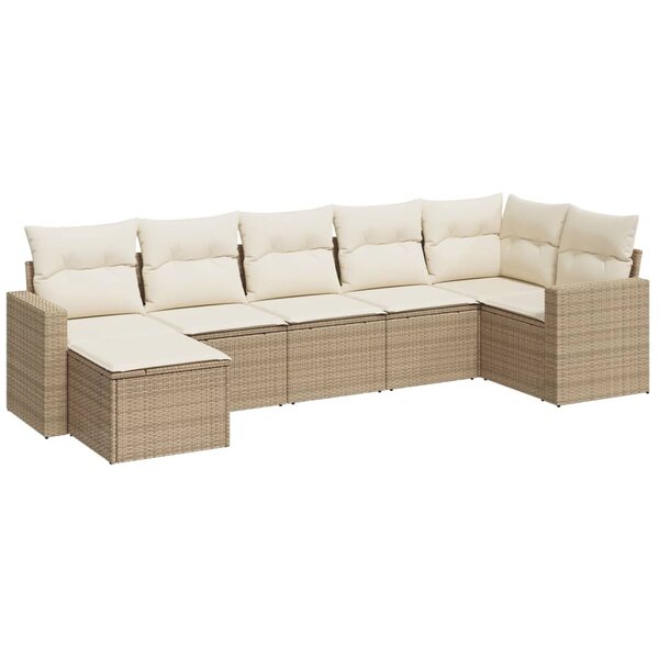 vidaXL Salon de jardin avec coussins 7 Pièces beige résine tressée