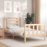 vidaXL Cadre de lit avec tête de lit 90x200 cm bois massif