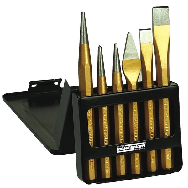 Brüder mannesmann jeu de chasse-goupille 6 pièces avec ciseau 65405