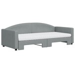 vidaXL Lit de jour avec gigogne et matelas gris clair 90x200 cm tissu