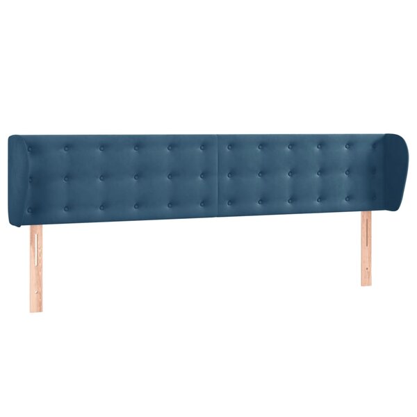 vidaXL Tête de lit avec oreilles Bleu foncé 203x23x78/88 cm Velours