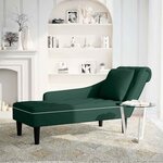 vidaXL Fauteuil long et coussin et accoudoir droit vert foncé velours