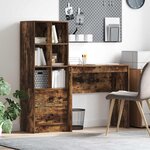 vidaXL Bureau avec tiroir avec étagère avec stockage 2 Pièces Chêne fumé