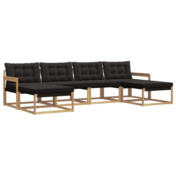 vidaXL Ensemble de canapés d'extérieur 6 pc Blanc et noir