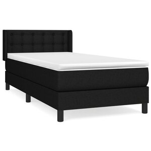 vidaXL Sommier à lattes de lit et matelas Noir 80x200 cm Tissu
