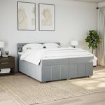 vidaXL Sommier à lattes de lit avec matelas Gris clair 200x200cm Tissu