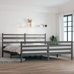 vidaXL Cadre de lit Bois de pin massif 200x200 cm Gris
